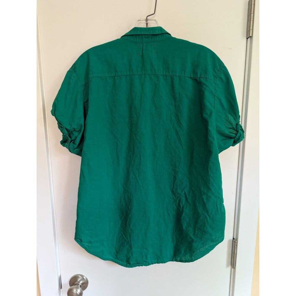 Xirena Channing Shirt XS Green Rolled Cuffs Button Up Cotton Poplin Preppy Work - Picture 2 of 8